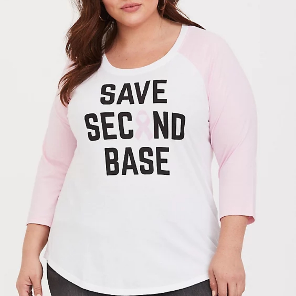 Breast Cancer Awareness Pink & White Raglan Tee